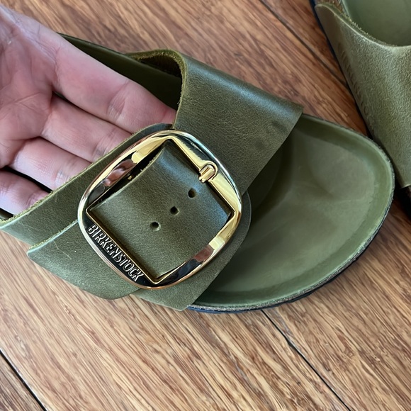 Birkenstock Olive Green Oiled Leather Madrid Sandals Size 37 EU 6 US - Picture 3 of 5
